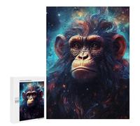 Rompecabezas 500 PCS para Adolescentes Galactic Chimpanzee Portrait -1 Rompecabezas para Adultos Juguete Decoración De Pared Mejora La Memoria Ayuda A Ejercitar El Cerebro 500 PCS