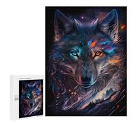 Rompecabezas 500 PCS para Adolescentes Galactic Wolf Portrait Rompecabezas para Adolescentes Juegos Divertidos Ensamblaje De Patrones Ayuda Al Cerebro A Ejercitarse 500 PCS