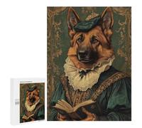 Rompecabezas 500 PCS para Adolescentes German Shepherd in Renaissance Attire Classic Dog Art Rompecabezas Juegos Familiares Ensamblaje De Patrones Cumpleaños Y Navidad 500 PCS