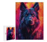 Rompecabezas 500 PCS para Adolescentes German Shepherd Mix Pop Art Style Portrait Rompecabezas para Adultos Juego Práctico Arte De Pared Desafiante De Completar 500 PCS