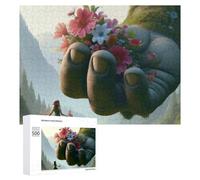 Rompecabezas 500 PCS para Adolescentes Giant Hand Holding Flowers in Fantasy Landscape Rompecabezas para Adolescentes Juegos Divertidos Ensamblaje De Patrones Ayuda Al Cerebro A Ejercitarse 500 PCS