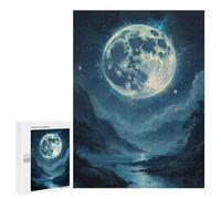 Rompecabezas 500 PCS para Adolescentes Giant Moon Over Mountains Rompecabezas para Adultos Juego Práctico Decoración del Hogar Cumpleaños Y Navidad 500 PCS