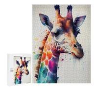 Rompecabezas 500 PCS para Adolescentes Giraffe Watercolor Animal Rompecabezas Juego De Ingenio Aliviador De Estrés Desafiante para Completar 500 PCS