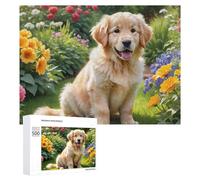 Rompecabezas 500 PCS para Adolescentes Golden Retriever in Garden Rompecabezas para Adultos Juegos Relajantes Difícil Difícil Desafío Educativo 500 PCS
