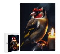 Rompecabezas 500 PCS para Adolescentes Goldfinch Bird with Candle Rompecabezas para Adultos Juegos De Relajación Vacaciones En Casa Matar El Tiempo 500 PCS