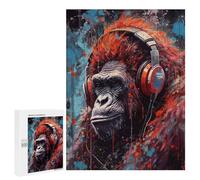 Rompecabezas 500 PCS para Adolescentes Gorilla Painted Headphones Rompecabezas para Adultos Juego Práctico Pero Divertido Y Humorístico Regalo De Cumpleaños, Regalos, 500 PCS