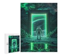 Rompecabezas 500 PCS para Adolescentes Green Space Neon Portal Rompecabezas para Adultos Juego Práctico Pero Divertido Y Humorístico para Cumpleaños, Navidad 500 PCS