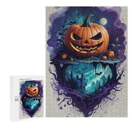 Rompecabezas 500 PCS para Adolescentes Halloween Pumpkin & Castle Rompecabezas para Adultos Juego Práctico Arte De Pared Desafiante De Completar 500 PCS