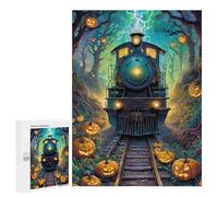 Rompecabezas 500 PCS para Adolescentes Halloween Train Through The Woods -1 Rompecabezas para Adultos Juegos Relajantes Difícil Difícil Desafío Educativo 500 PCS