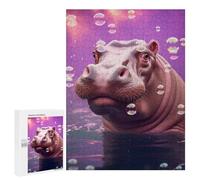 Rompecabezas 500 PCS para Adolescentes Hippos in Bubbles Rompecabezas para Adultos Juego Familiar Carrera De Velocidad De Manos Regalos para Reducir El Estrés 500 PCS
