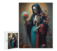 Rompecabezas 500 PCS para Adolescentes Holy Death with Rose Globe Rompecabezas para Adultos Juego Práctico Arte De Pared Desafiante De Completar 500 PCS