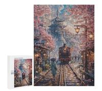 Rompecabezas 500 PCS para Adolescentes Japan Cherry Blossom Train Rompecabezas para Adultos Juego Práctico Regalo De Cumpleaños Regalo De Cumpleaños, Regalos, 500 PCS