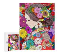 Rompecabezas 500 PCS para Adolescentes Japan Girl Kimono Floral Rompecabezas Juegos Familiares Ensamblaje De Patrones Cumpleaños Y Navidad 500 PCS
