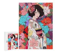 Rompecabezas 500 PCS para Adolescentes Japanese Kimono Anime Girl Rompecabezas Juego De Ingenio Aliviador De Estrés Desafiante para Completar 500 PCS