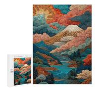 Rompecabezas 500 PCS para Adolescentes Japanese Landscape with Mount Fuji Rompecabezas para Adolescentes Análisis Y Lógica Entrena Tu Cerebro Y Tus Manos Juego De Desafío Único 500 PCS