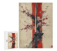 Rompecabezas 500 PCS para Adolescentes Japanese Sakura Katana Rompecabezas para Adultos Juego Práctico Pero Divertido Y Humorístico Regalo De Cumpleaños, Regalos, 500 PCS