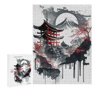 Rompecabezas 500 PCS para Adolescentes Japanese Temple Ink Wash Rompecabezas para Adultos Juego Familiar Una Obra De Arte como Regalo para Toda La Familia 500 PCS