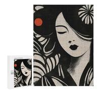 Rompecabezas 500 PCS para Adolescentes Japanese Woman Minimalist Ink Art Portrait Rompecabezas para Adultos Juego Práctico Arte De Pared Desafiante De Completar 500 PCS