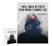 Rompecabezas 500 PCS para Adolescentes Jesus I Will Walk Rompecabezas Juego De Ingenio Aliviador De Estrés Desafiante para Completar 500 PCS