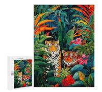 Rompecabezas 500 PCS para Adolescentes Jungle Royalty Two Tigers Rompecabezas para Adultos Juego Práctico Arte De Pared Desafiante De Completar 500 PCS