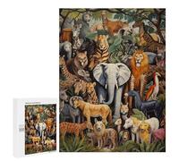 Rompecabezas 500 PCS para Adolescentes Jungle Safari Gathering Rompecabezas para Adultos Juegos Divertidos Una Obra De Arte Ayuda A Ejercitar El Cerebro 500 PCS