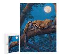 Rompecabezas 500 PCS para Adolescentes Leopard Moonlit Tree Branch Rompecabezas para Adultos Mejora La Memoria Interacción Entre Padres E Hijos Juguete Juego Intelectual 500 PCS