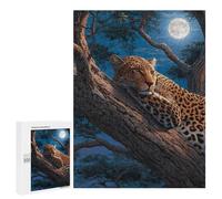 Rompecabezas 500 PCS para Adolescentes Leopard Moonlit Tree Rest -2 Rompecabezas para Adultos Mejora La Memoria Interacción Entre Padres E Hijos Juguete Juego Intelectual 500 PCS