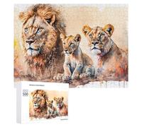 Rompecabezas 500 PCS para Adolescentes Lion Family Portrait Rompecabezas para Adultos Juegos Relajantes Decoración Interacción Entre Padres E Hijos 500 PCS