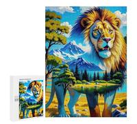 Rompecabezas 500 PCS para Adolescentes Lion Landscape Animal Rompecabezas para Adultos Juego Práctico Arte De Pared Desafiante De Completar 500 PCS