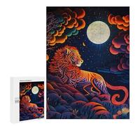Rompecabezas 500 PCS para Adolescentes Lion Moon Neon Night Rompecabezas DIY Juguetes Una Obra De Arte como Regalo para Toda La Familia 500 PCS