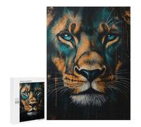 Rompecabezas 500 PCS para Adolescentes Lion Portrait in Teal and Orange Rompecabezas para Adultos Juguetes DIY para La Diversión Familiar Ayuda A Ejercitar El Cerebro 500 PCS