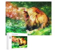 Rompecabezas 500 PCS para Adolescentes Lion Roaring in Fantasy Forest Rompecabezas para Adultos Juegos Relajantes Difícil Difícil Desafío Educativo 500 PCS