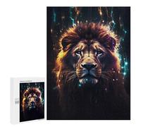 Rompecabezas 500 PCS para Adolescentes Lion Water Neon Cosmic Art Rompecabezas para Adultos Juego Práctico Arte De Pared Desafiante De Completar 500 PCS