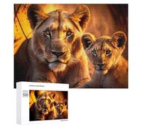 Rompecabezas 500 PCS para Adolescentes Lioness and Cub in Golden Light Rompecabezas para Adultos Juego De Ingenio Análisis Y Lógica 500 PCS
