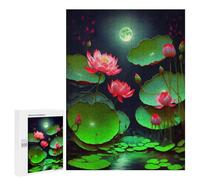 Rompecabezas 500 PCS para Adolescentes Lotus Pond Moonlit Night -1 Rompecabezas para Adultos Juegos Divertidos Una Obra De Arte Ayuda A Ejercitar El Cerebro 500 PCS