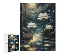 Rompecabezas 500 PCS para Adolescentes Lotus Pond Moonlit Serenity Rompecabezas para Adultos Juego De Ingenio Análisis Y Lógica 500 PCS