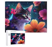 Rompecabezas 500 PCS para Adolescentes Magical Cat Garden Fantasy Rompecabezas para Adultos Juego Familiar Carrera De Velocidad De Manos Regalos para Reducir El Estrés 500 PCS