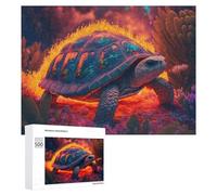 Rompecabezas 500 PCS para Adolescentes Magical Turtle in Fiery Landscape Rompecabezas para Adultos Juegos Relajantes Decoración Interacción Entre Padres E Hijos 500 PCS