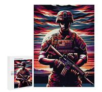 Rompecabezas 500 PCS para Adolescentes Marine Corps Sunset WPAP Rompecabezas para Adultos Juego Práctico Arte De Pared Desafiante De Completar 500 PCS