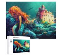 Rompecabezas 500 PCS para Adolescentes Mermaid's Underwater Palace Rompecabezas para Adultos Juegos Relajantes Decoración Interacción Entre Padres E Hijos 500 PCS