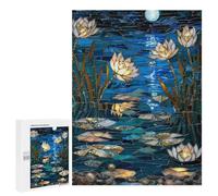 Rompecabezas 500 PCS para Adolescentes Moonlit Lotus Pond Mosaic Rompecabezas para Adultos Juguetes DIY para La Diversión Familiar Ayuda A Ejercitar El Cerebro 500 PCS