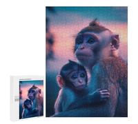Rompecabezas 500 PCS para Adolescentes Mother and Baby Monkey Rompecabezas para Adultos Juegos Relajantes Decoración del Hogar Cumpleaños Y Navidad 500 PCS