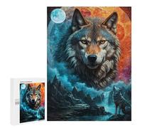 Rompecabezas 500 PCS para Adolescentes Mystical Moon Lone Wolf Rompecabezas para Adultos Juego Familiar Una Obra De Arte como Regalo para Toda La Familia 500 PCS