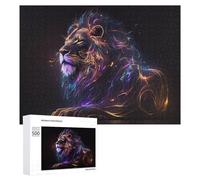 Rompecabezas 500 PCS para Adolescentes Neon Lion Majesty Rompecabezas para Adultos Juguete Decoración De Pared Mejora La Memoria Ayuda A Ejercitar El Cerebro 500 PCS