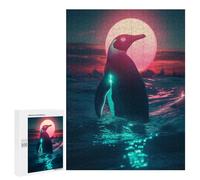 Rompecabezas 500 PCS para Adolescentes Neon Penguin Sunset Rompecabezas Juegos Familiares Ensamblaje De Patrones Cumpleaños Y Navidad 500 PCS