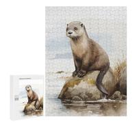Rompecabezas 500 PCS para Adolescentes Otter Watercolor Cute Rompecabezas para Adultos Juego Práctico Decoración del Hogar Cumpleaños Y Navidad 500 PCS