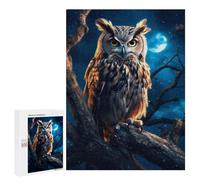 Rompecabezas 500 PCS para Adolescentes Owl in The Woods at Night Rompecabezas para Adultos Juego Práctico Decoración del Hogar Cumpleaños Y Navidad 500 PCS