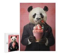 Rompecabezas 500 PCS para Adolescentes Panda with Ice Cream Rompecabezas para Adolescentes Juguetes DIY Decoración De Pared Ayuda A Ejercitar El Cerebro 500 PCS