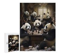 Rompecabezas 500 PCS para Adolescentes Pandas Playing Cards in Vintage Room Rompecabezas para Adultos Juegos Relajantes Difícil Difícil Desafío Educativo 500 PCS