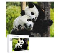 Rompecabezas 500 PCS para Adolescentes Pandas Resting on Wooden Log Rompecabezas para Adultos Juego De Ingenio Análisis Y Lógica 500 PCS